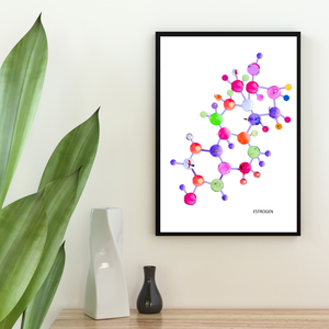 Estradiol Art, Oestrogen Art Print, Estrogen Molecule Art