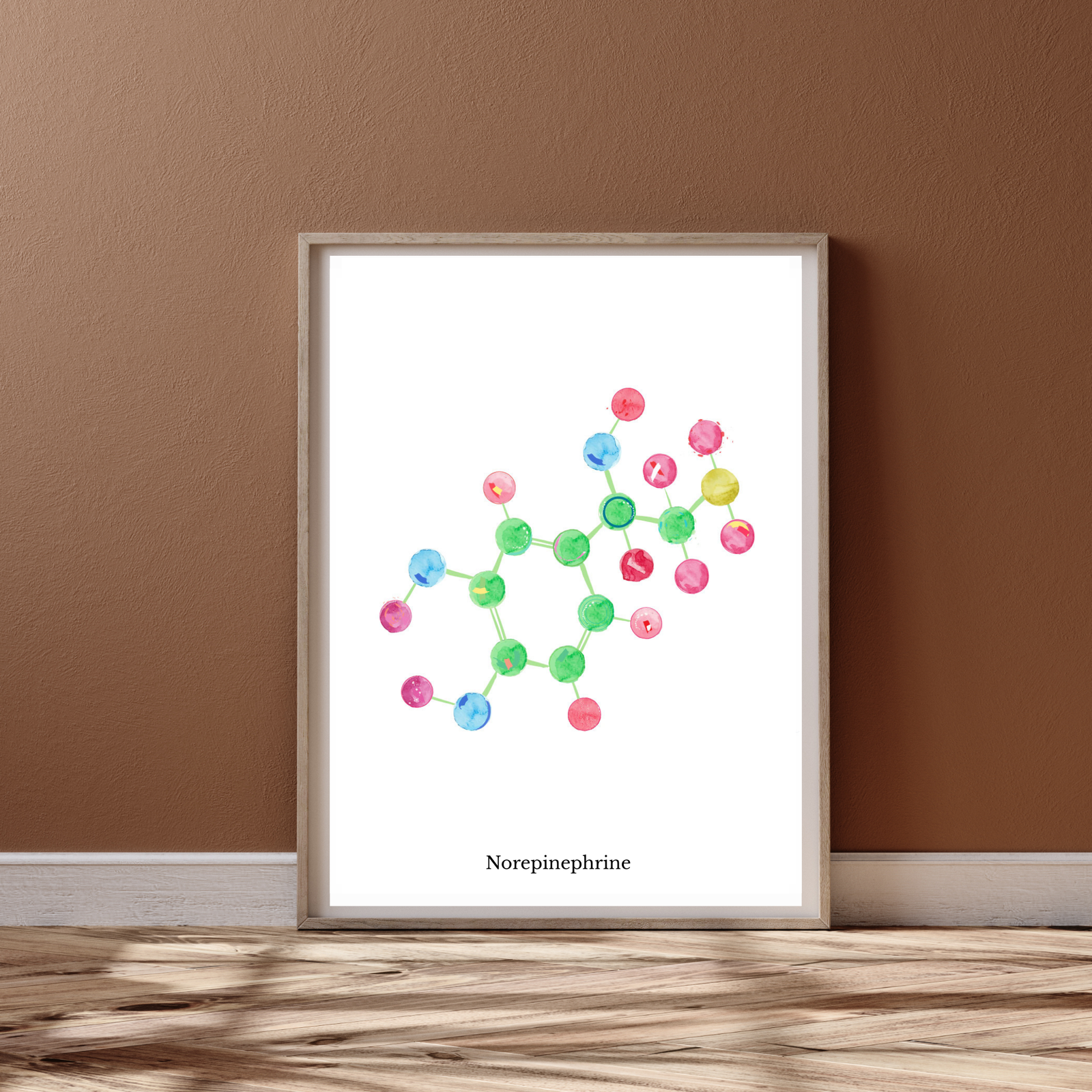 Norepinephrine Molecule Art, Biochemistry Print
