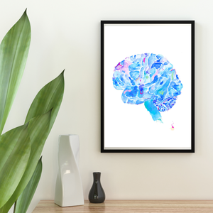 Human Brain Anatomy Art Print, Neurology Office Wall Art, Neurologist Gift