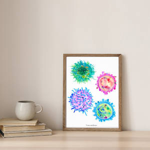 Immune Cells Lymphocyte Watercolor Art Print