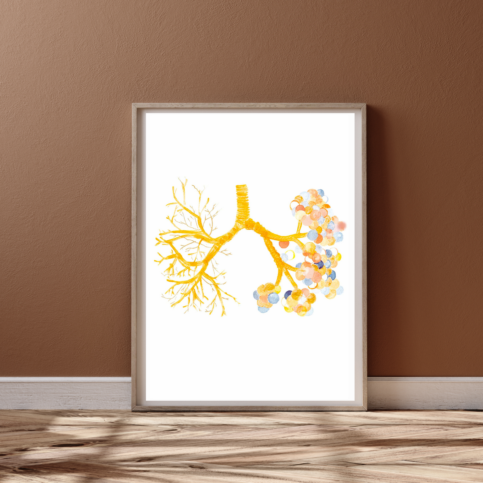 gold lung anatomy painting