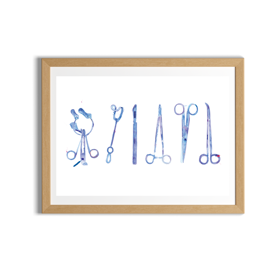 Surgical Instruments Illustration, Surgeon Gift