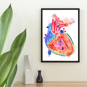 Heart Anatomy Abstract Watercolor Art Print