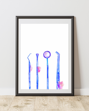 Dental Hygiene Instruments Art Print