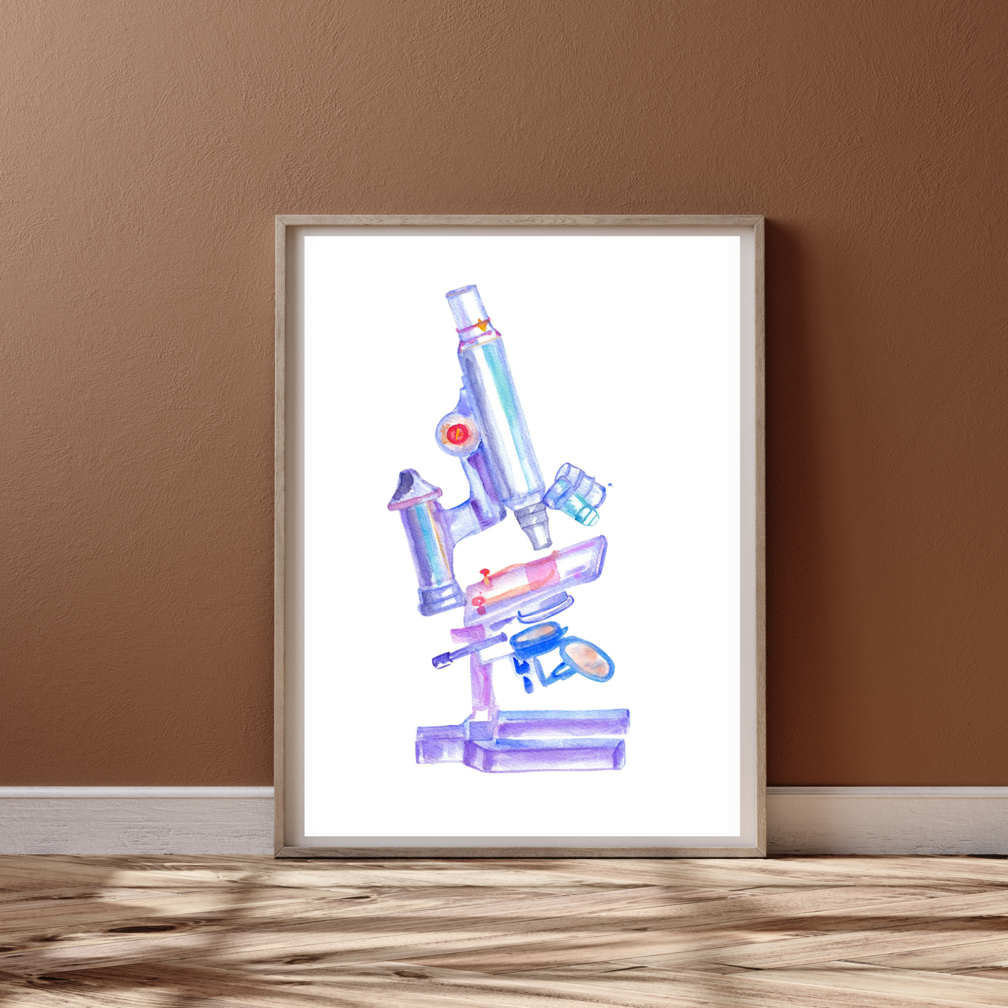 Microscope Watercolor Art Print - medpapers