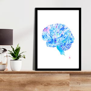 Human Brain Anatomy Art Print, Neurology Office Wall Art, Neurologist Gift