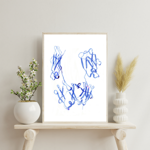 Human Immunoglobuline Folds Watercolor Art Print