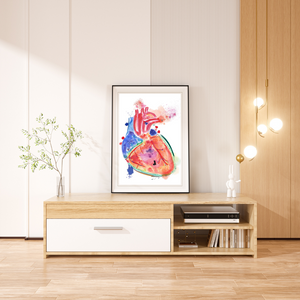 Heart Anatomy Abstract Watercolor Art Print