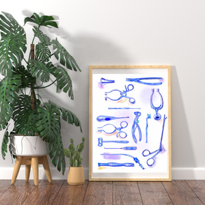 ENT Instruments Watercolor Illustration Art Print