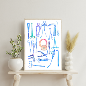 ENT Instruments Watercolor Illustration Art Print