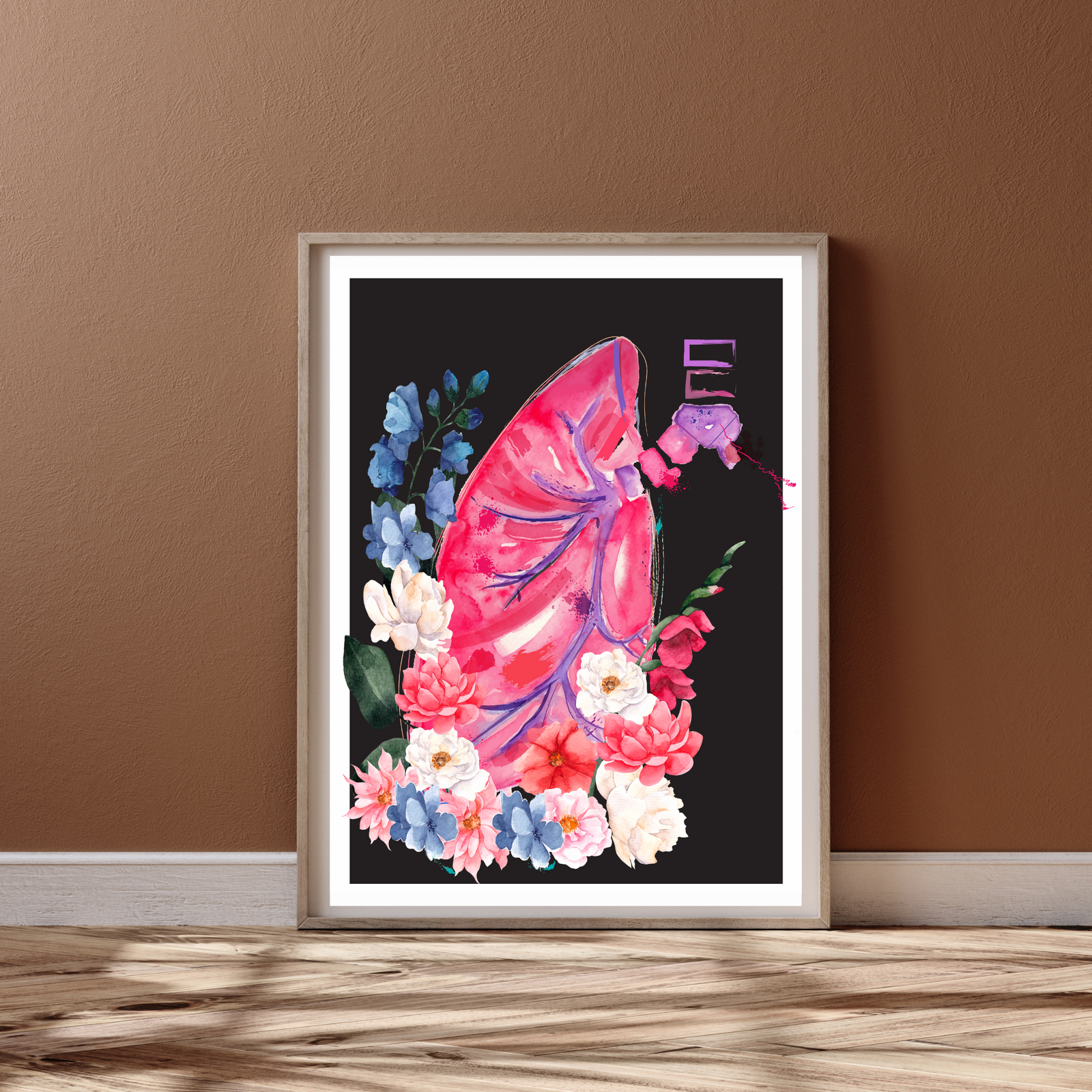 lung with flower abstract anatomy art print
