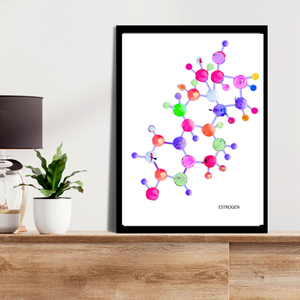 Estradiol Art, Oestrogen Art Print, Estrogen Molecule Art