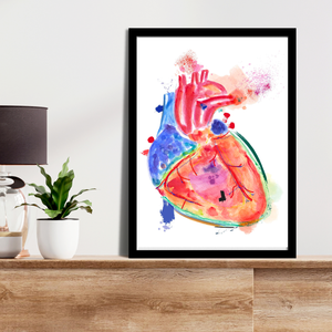 Heart Anatomy Abstract Watercolor Art Print