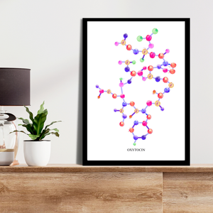 Oxytocin Molecule Art Print, Biochemistry Print, Endocrinology Art, OBGyN Art Print