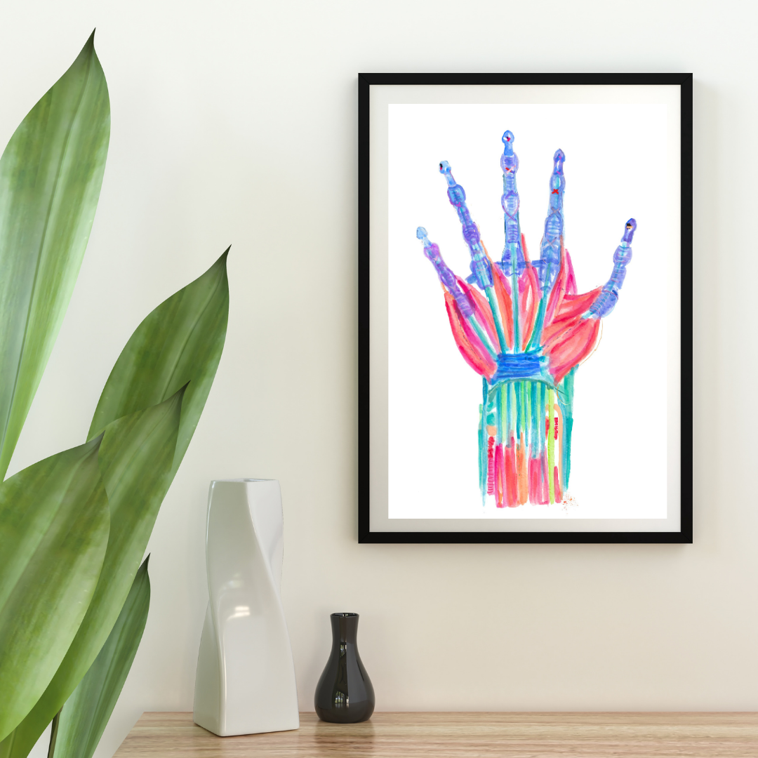 watercolor hand anatomy muscle ligaments art
