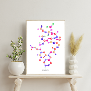 Oxytocin Molecule Art Print, Biochemistry Print, Endocrinology Art, OBGyN Art Print