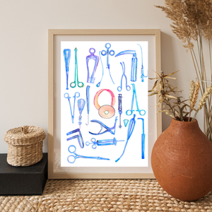 ENT Instruments Watercolor Illustration Art Print