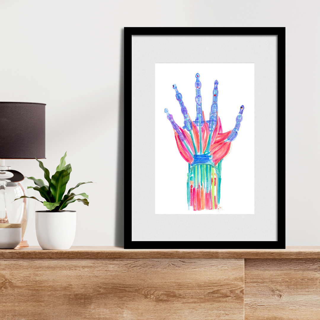 hand colorful anatomical art