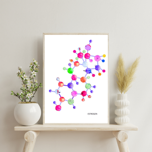 Estradiol Art, Oestrogen Art Print, Estrogen Molecule Art