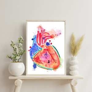 Heart Anatomy Abstract Watercolor Art Print