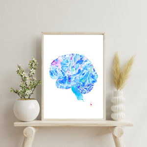 Human Brain Anatomy Art Print, Neurology Office Wall Art, Neurologist Gift