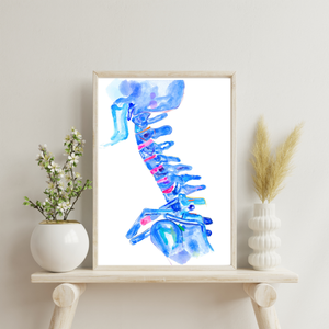 Cervical Spine Watercolor Art