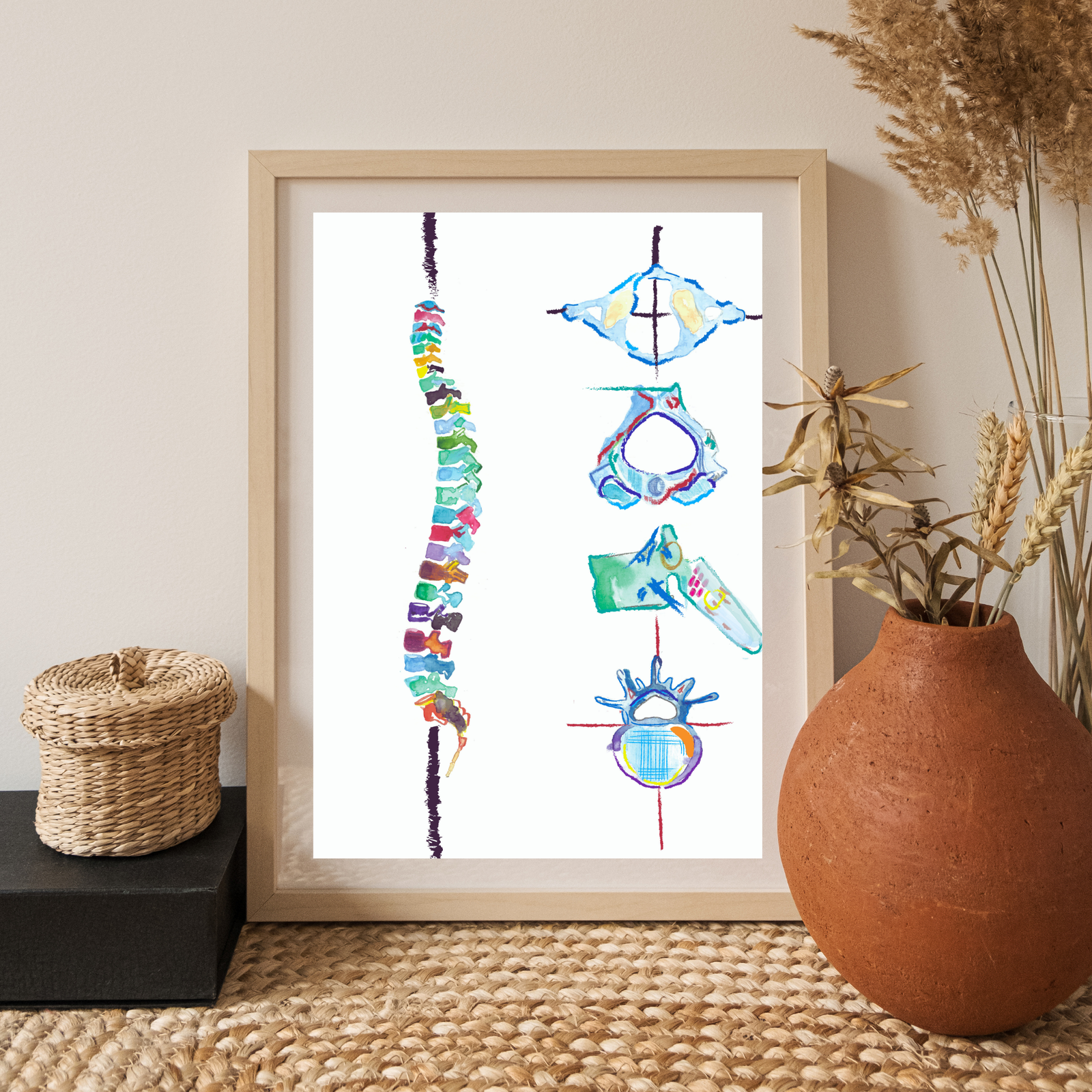 Spine and Vertebrae Abstract Anatomy Art Print