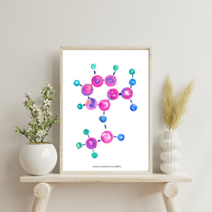 Aspirin Molecule Chemistry Watercolor Illustration
