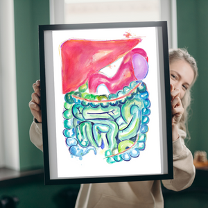 liver stomach intestines watercolor art print