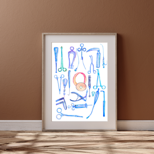 ENT Instruments Watercolor Illustration Art Print