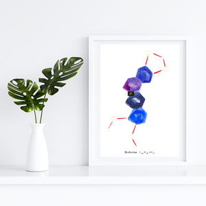 Berberine Molecule Watercolor Biochemistry Art Print