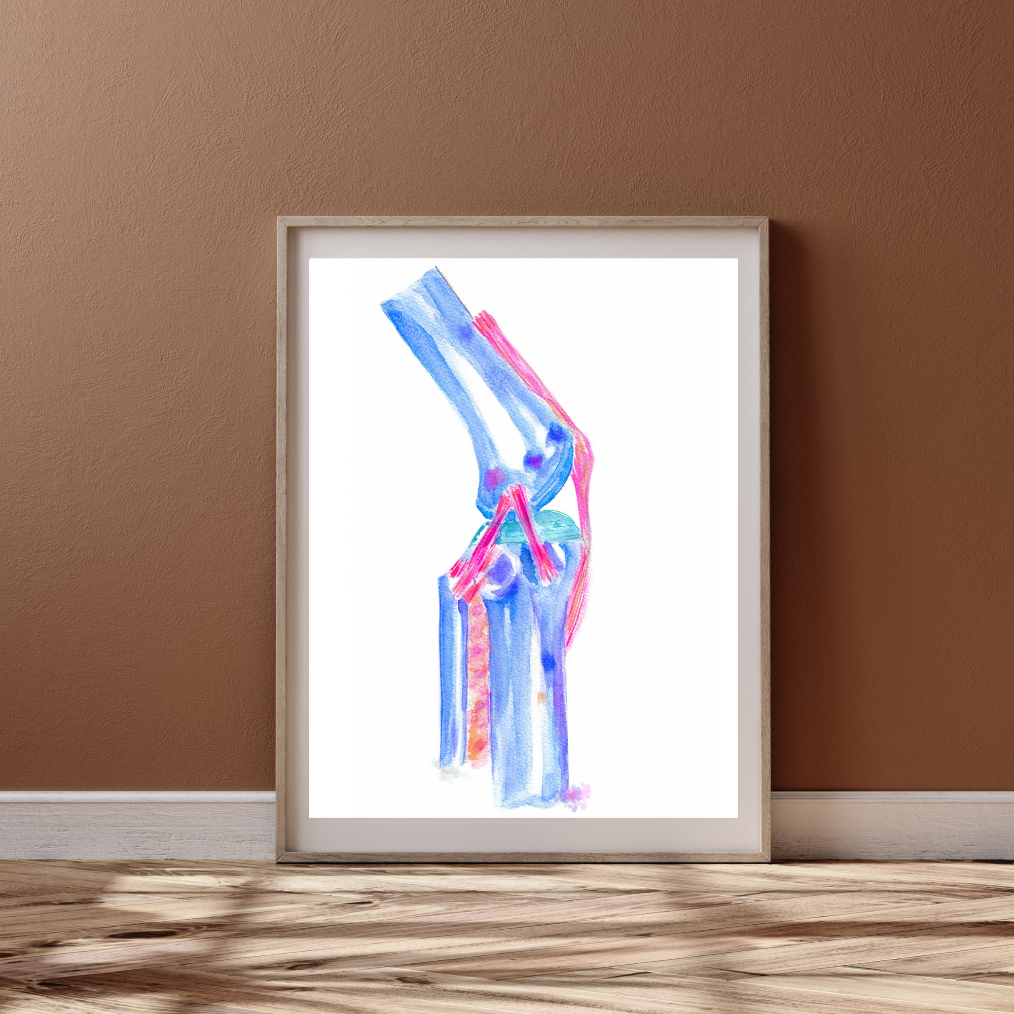 knee and ligaments watercolor art print
