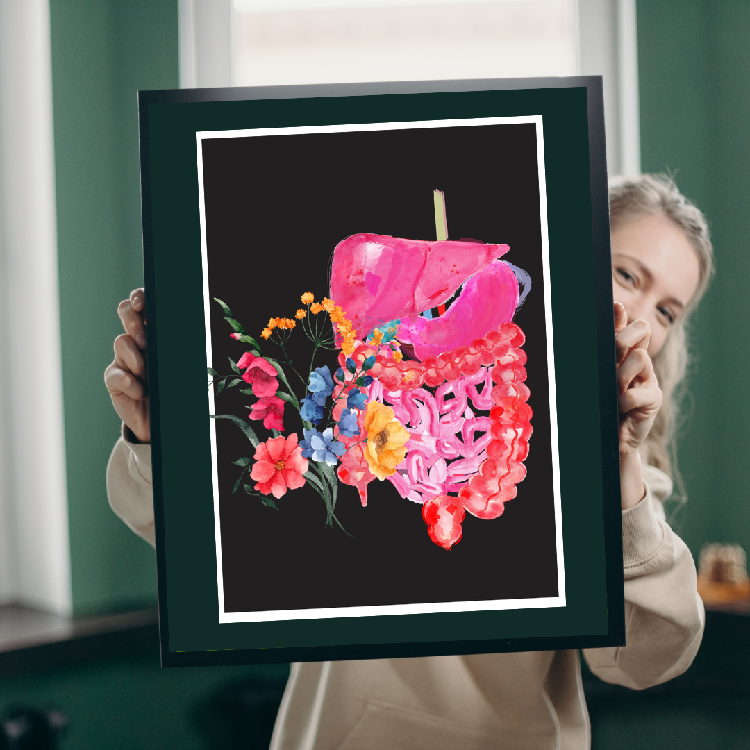 Gastrointestinal Anatomy Art with Flowers