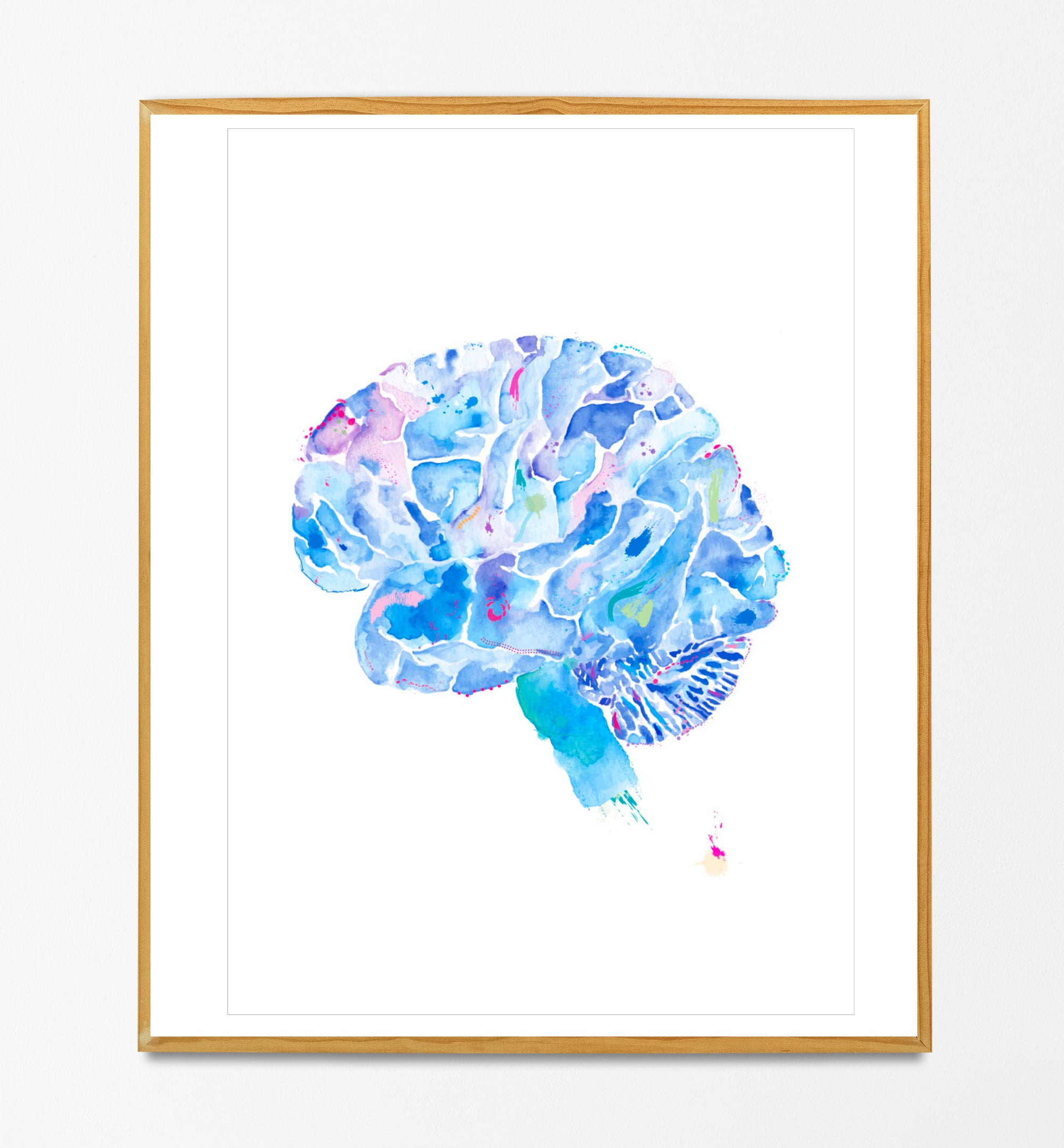 Human Brain Anatomy Art Print, Neurology Office Wall Art, Neurologist Gift