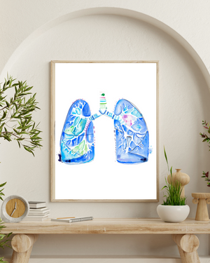 Anatomical Lung Watercolor Art Print