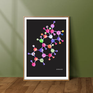 Estradiol Art, Oestrogen Art Print, Estrogen Molecule Art