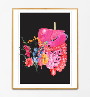 Gastrointestinal Anatomy Art with Flowers