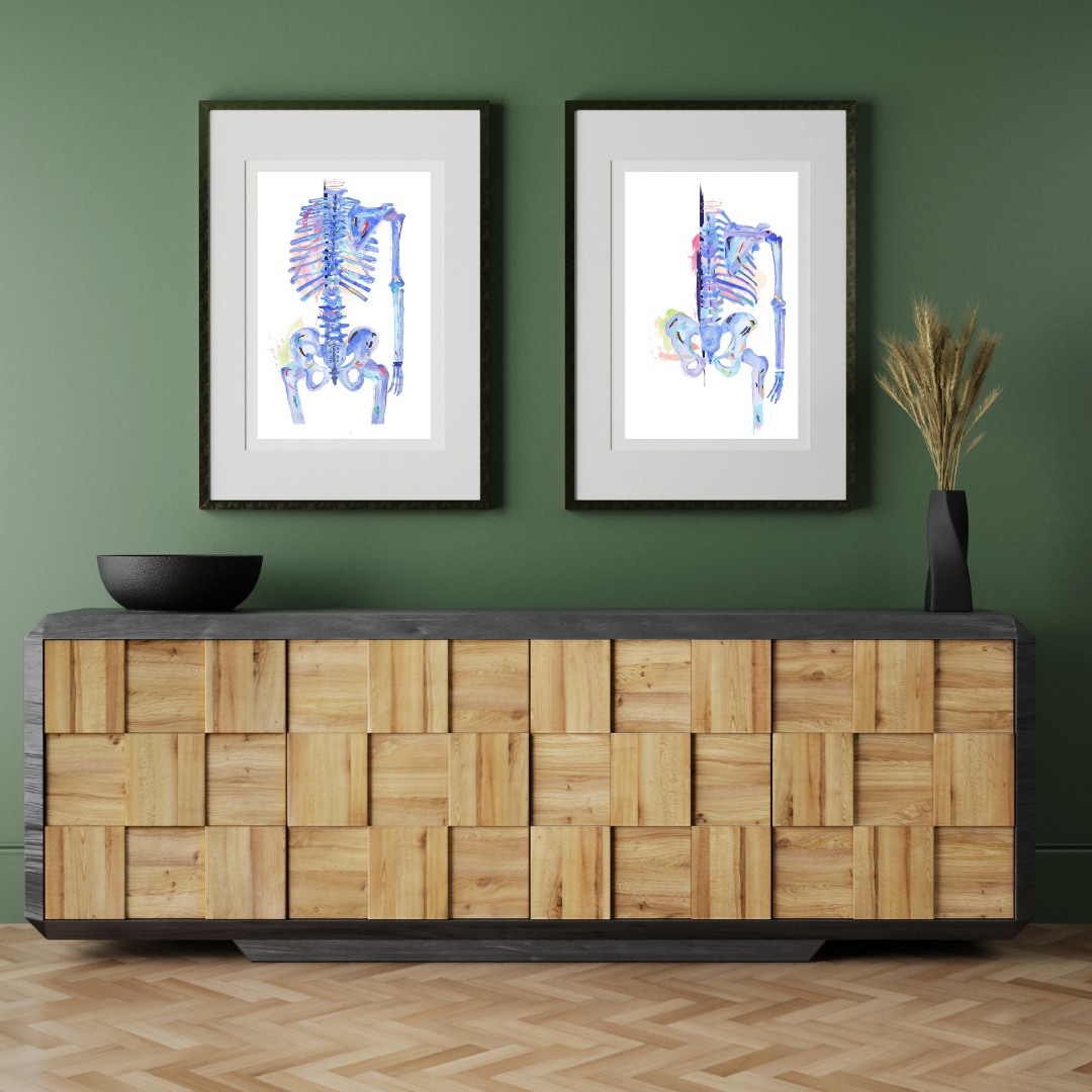 Human Skeleton Anatomy Art, Abstract Anatomy Artwork, Chiropractic Physical Therapy Office Art Decor, Physiotherapist Gift, Chiropractor