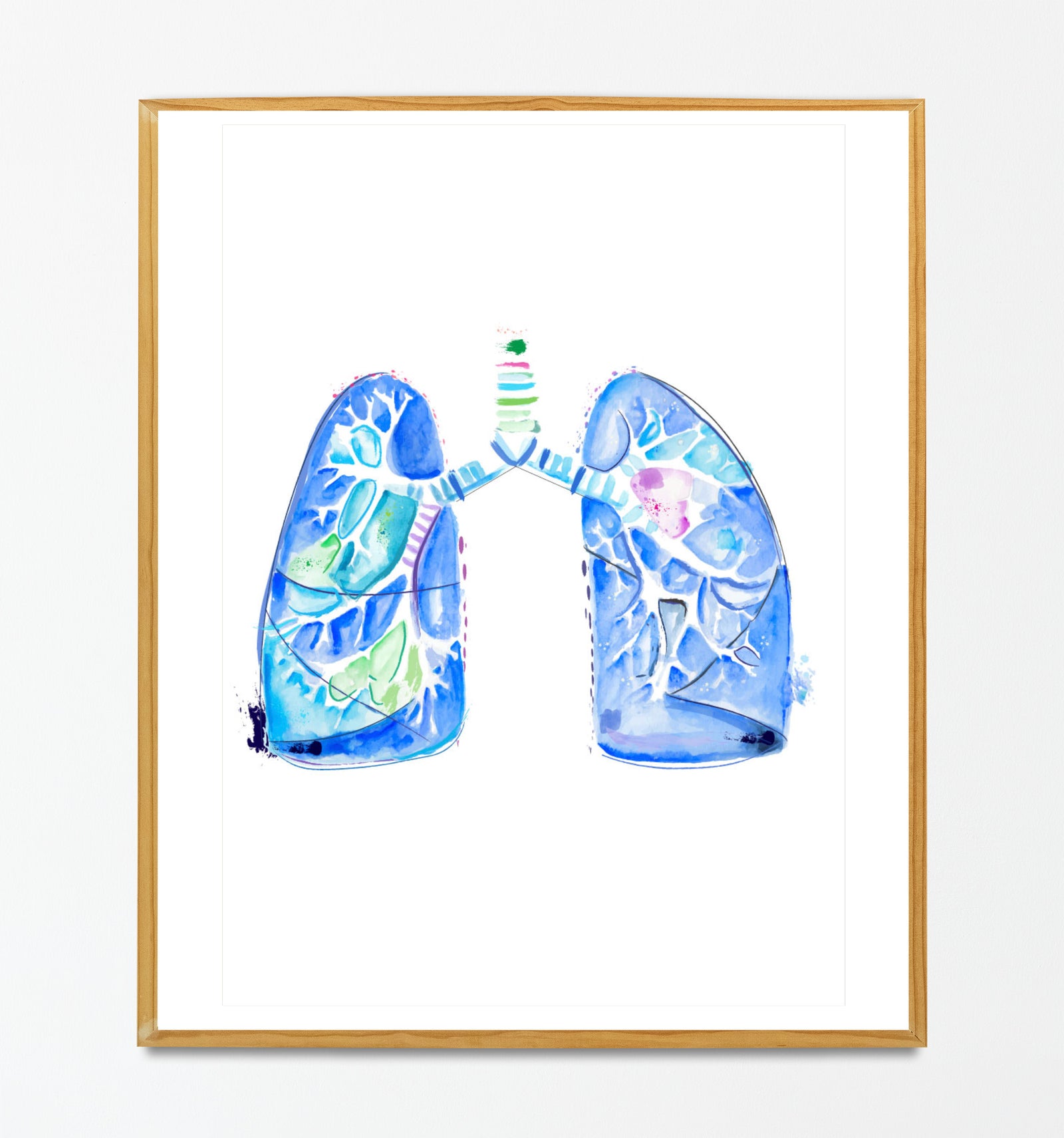 ABSTRACT LUNGS, 5 X 7, 8 X 10, or 11 X 14 Art Print, Modern, Eclectic,  Medical, Anatomy, Prisma Colors, Pulmonology, Hand-drawn, Décor 