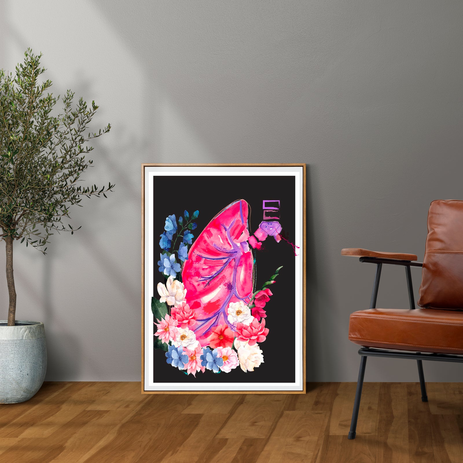 lung with flower abstract anatomy art print
