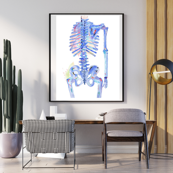 Human Anatomy Skeletal Art Print, Abstract Modern Anatomy Artwork ...