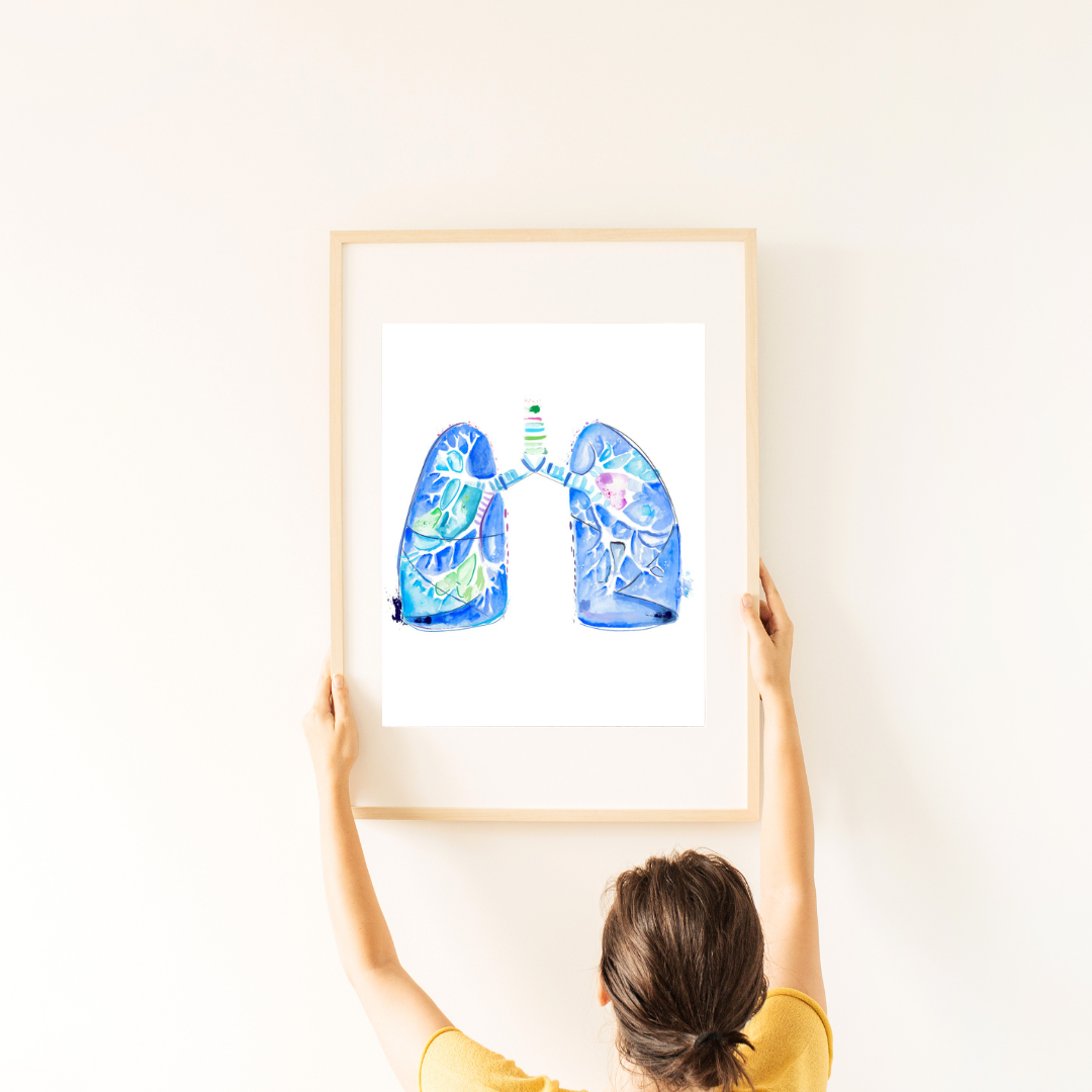 Anatomical Lung Watercolor Art Print