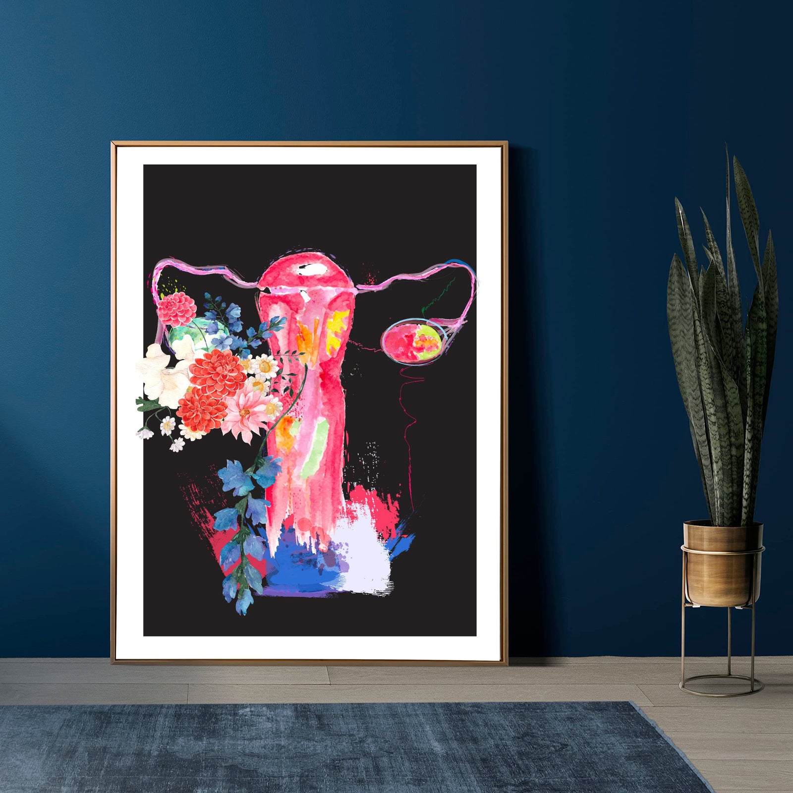 uterus watercolor painting art