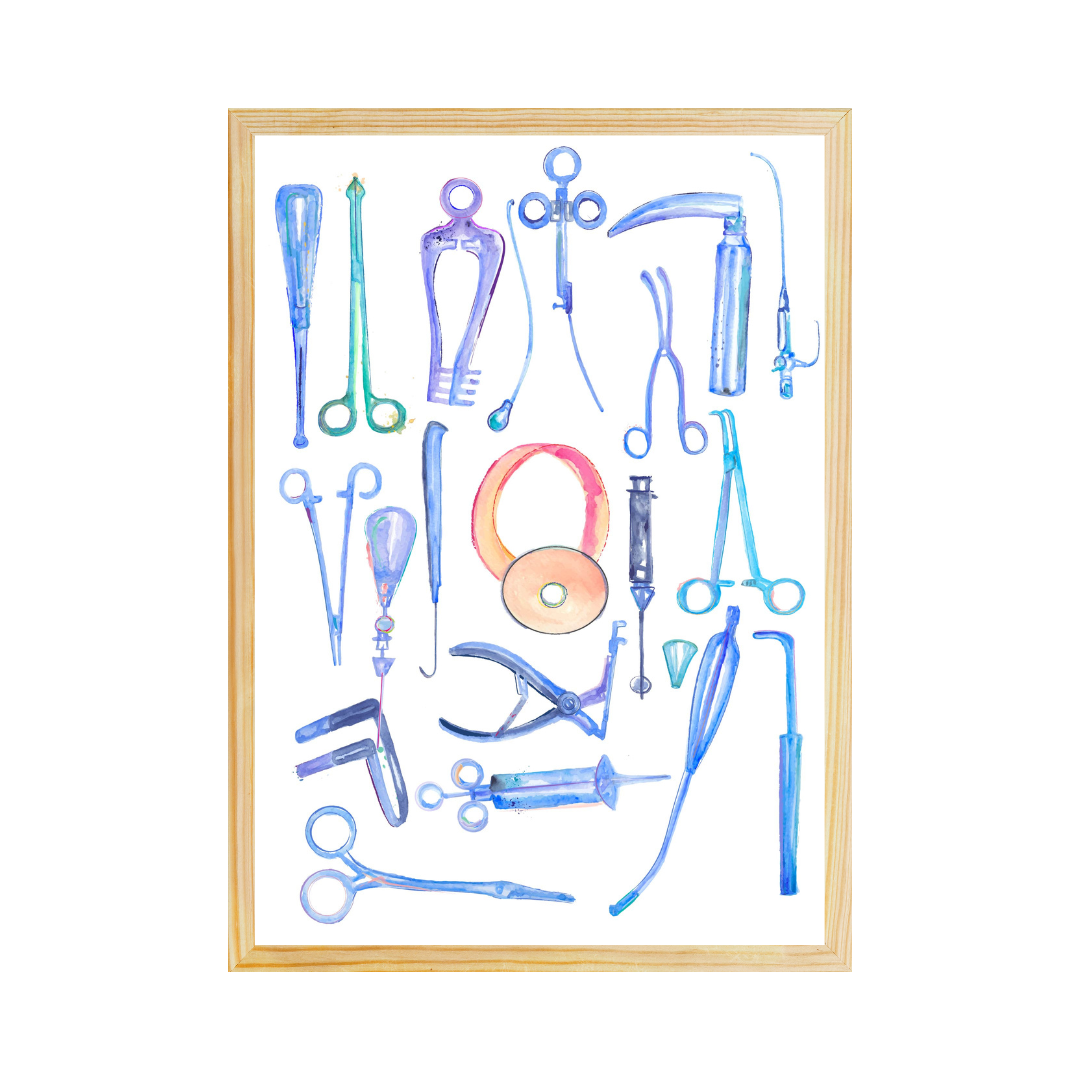 ENT Instruments Watercolor Illustration Art Print - medpapers