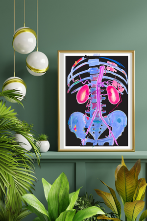Abdominal CTA Aorta, Kidney Vascular Abstract Anatomy Art Print