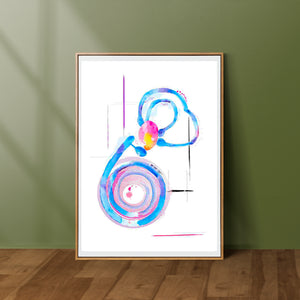Inner Ear Anatomy, Cochlea Anatomy Art, Audiology Office Art, ENT Gift