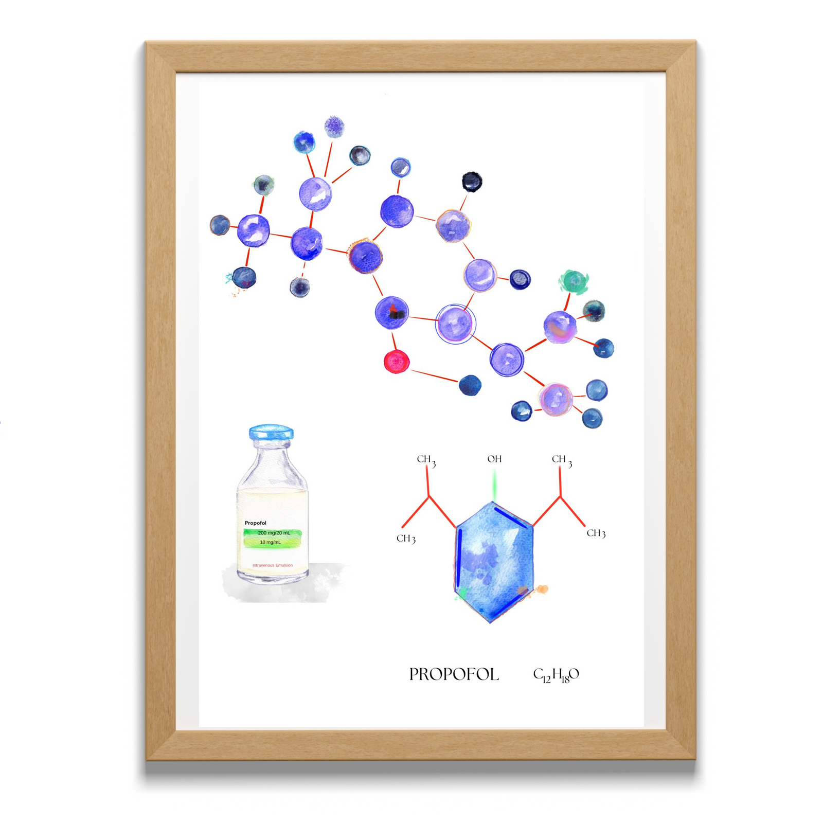 Propofol Molecule Anesthesia Art Print