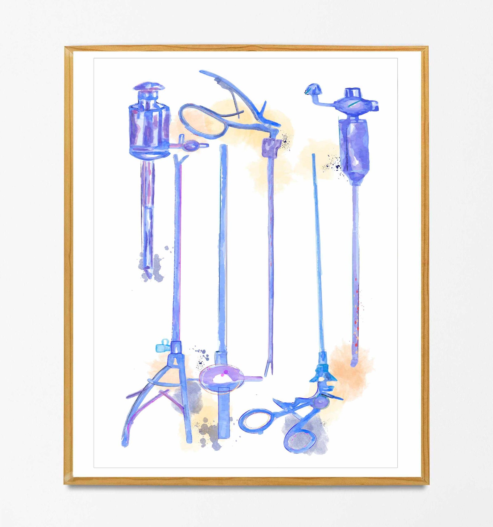 Laparoscopy Instruments Watercolor Art Print