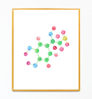 Noradrenaline Molecule Art, Biochemistry Print