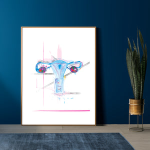 Uterus Anatomy Art Print, Abstract Anatomy Artwork OBGYN Office